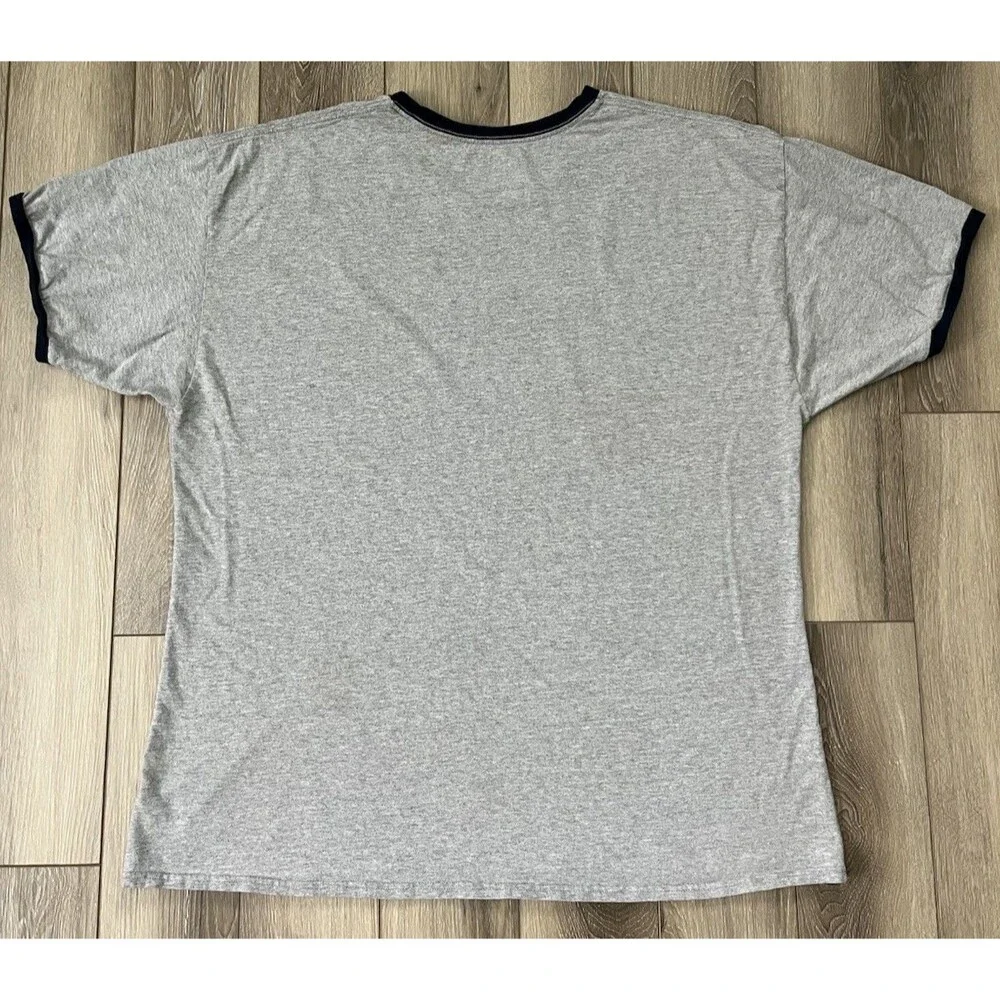 Champion Gray/Navy Collar Men's Short Sleeve Cotton Tee Regular Sz 2XL - Picture 6 of 9